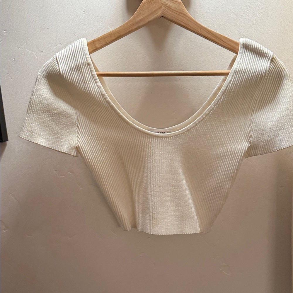Babaton Elegant Cream Ribbed Women's Top